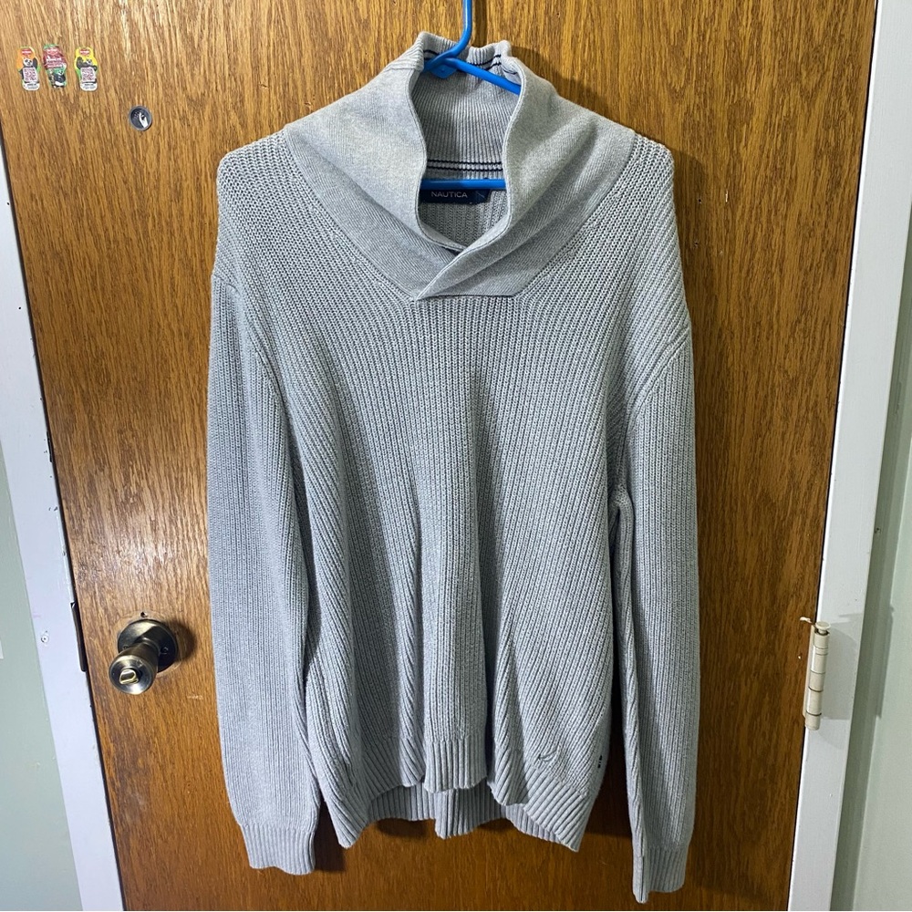 Nautica Gray Turtleneck Sweater Medium Weight